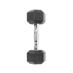 CAP Barbell 65 LB Rubber Coated Hex Dumbbell Hand Weight - Single | Chrome Handle