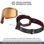 Wildhorn Roca V2 Ski Goggles Men & Women, Snowboard Goggles Anti-Fog Scratch 100% Uv With Magnetic Lens