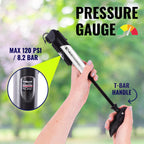 Velochampion Alloy 9 Mini Bicycle Pump With Gauge 120 Psi - Portable Bike Pump Includes Mount Kit, 6 Glueless Patches And Inflat