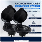 Five Oceans Anchor Windlass Up/Down Deck Foot Switch, Heavy Duty Uv-Stabilized Black Plastic Hinged Cover, 12-Volts, 4-Inch Diam