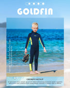 Goldfin Kids Wetsuit For Boys Girls, 3Mm Neoprene Fullsuit For Toddler Back Zip Youth Water Aerobics Diving Boating Snorkeling S