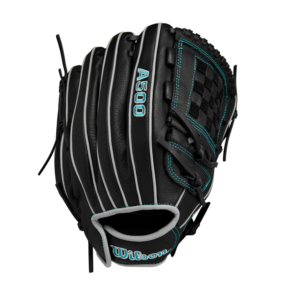 Wilson 2024 A500 Siren 12    Youth Infield Fastpitch Softball Glove - Left Hand Throw, Black/Teal