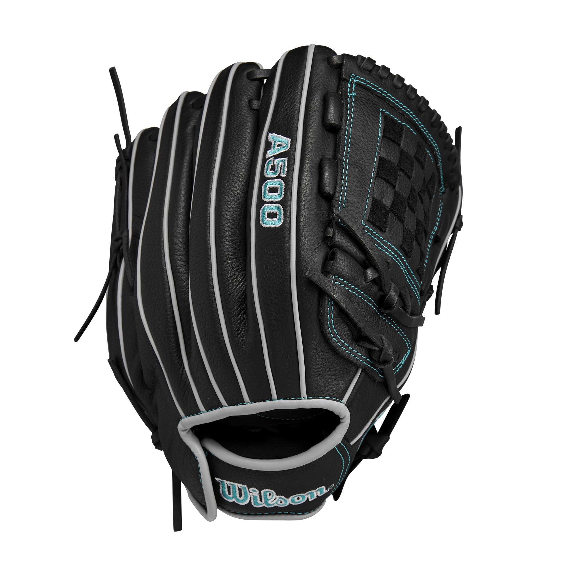 Wilson 2024 A500 Siren 12    Youth Infield Fastpitch Softball Glove - Right Hand Throw, Black/Teal