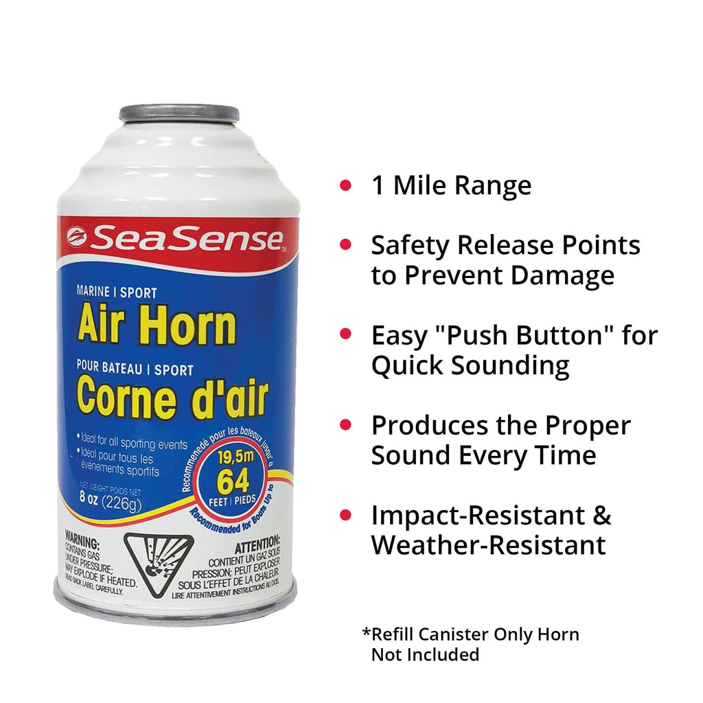 Seasense Air Horn Refill - Jumbo Size (8 Oz), 127 Db (Horn Not Included) - Loud 1 Mile Range, Meets Epa & Uscg Standards - Great