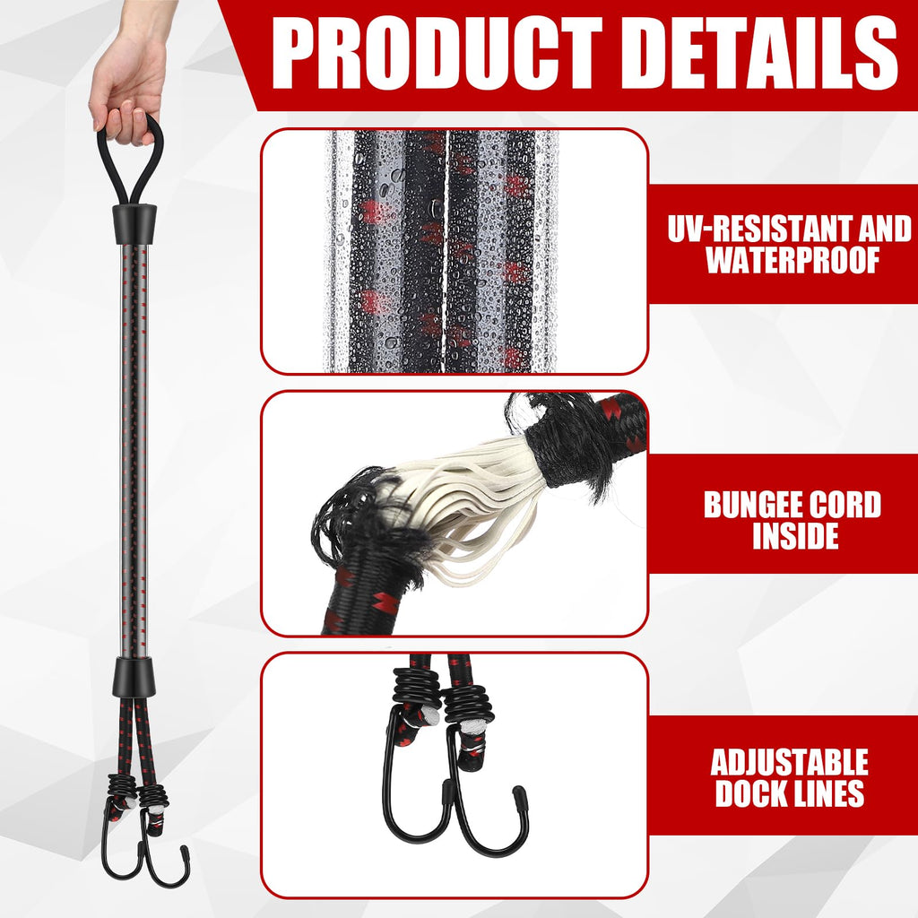 Tandefio 2 Pcs Dock Rods For Boat Docking 16 Inch Dock Boat Mooring Poles, Bungee Lines With Hook, Speedboat Accessories For Men