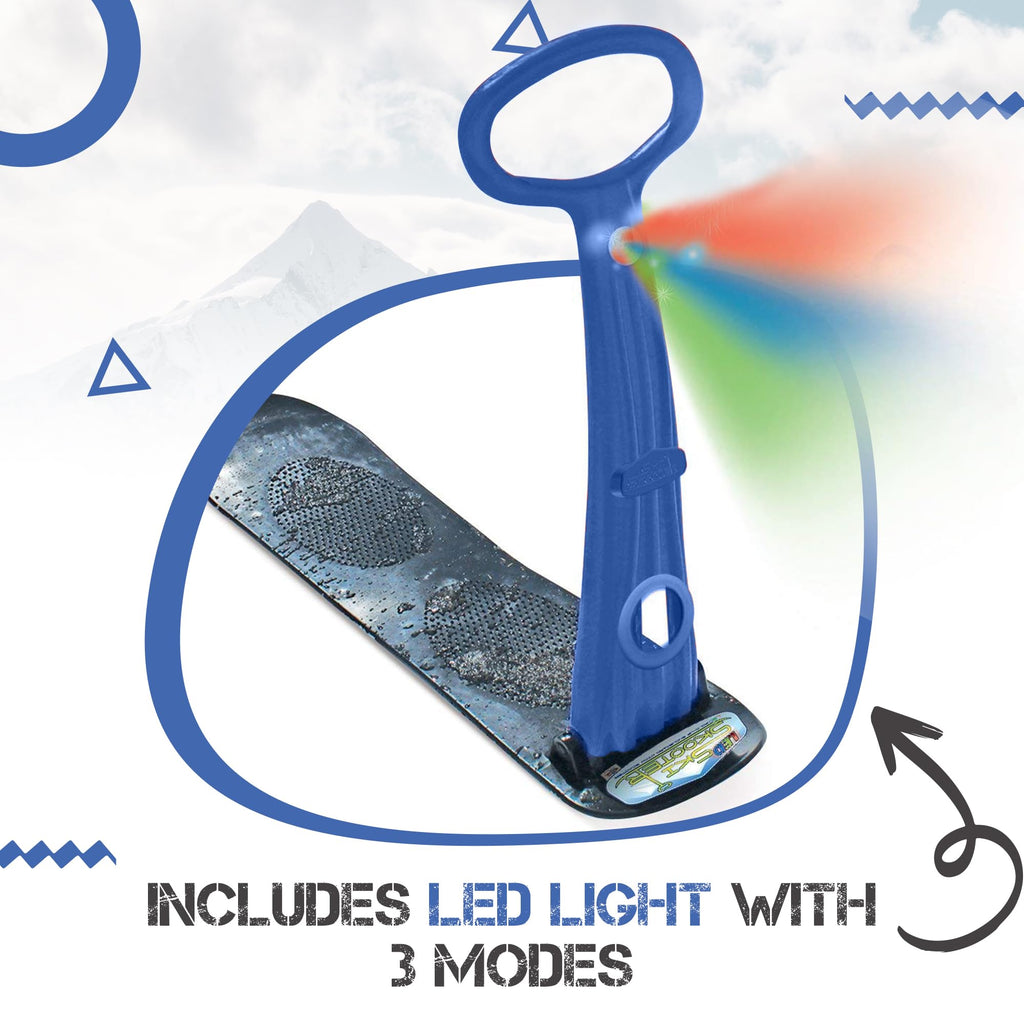 Geospace Winter Fun Foldable Snow Scooter, Ski Skate, Ski Skooter, Snow Sled, And Kids Snowboard With Led Light - Multi-Purpose