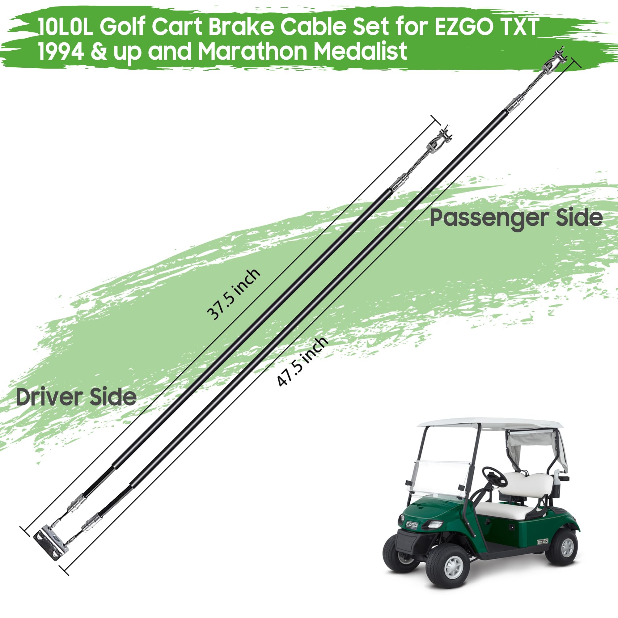 10L0L Golf Cart Brake Cable Stainless Steel Core For Ezgo Txt 1994 & Up Or Ezgo Txt Marathon Medalist, Golf Cart Driver & Passen