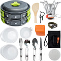 Mallome Camping Cookware 18Pc Mess Kit W/Backpacking Stove - Camping Cooking Set For Backpacking Gear - Camping Pots And Pans Se