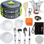 Mallome Camping Cookware 18Pc Mess Kit W/Backpacking Stove - Camping Cooking Set For Backpacking Gear - Camping Pots And Pans Se