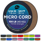 Teceum Micro Paracord - Coyote Brown - 1.18 Mm X 125 Ft - Micro Utility Cord - Thin Braided Paracord Rope Nylon Polyester - Wind