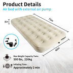 Miyuexin Twin Air Mattress With Fast Inflating Pump, Blow Up Mattress Of Wave Flocked Top, Durable Air Bed For Home, Camping & G