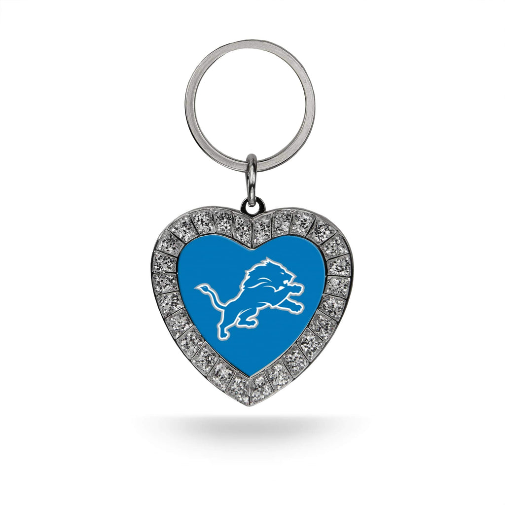 Rico Industries Nfl Detroit Lions Metal Rhinestone Heart Keychain 1.38 X 3-'', Main