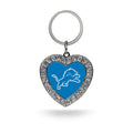 Rico Industries Nfl Detroit Lions Metal Rhinestone Heart Keychain 1.38 X 3-'', Main