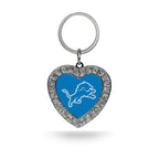 Rico Industries Nfl Detroit Lions Metal Rhinestone Heart Keychain 1.38 X 3-'', Main