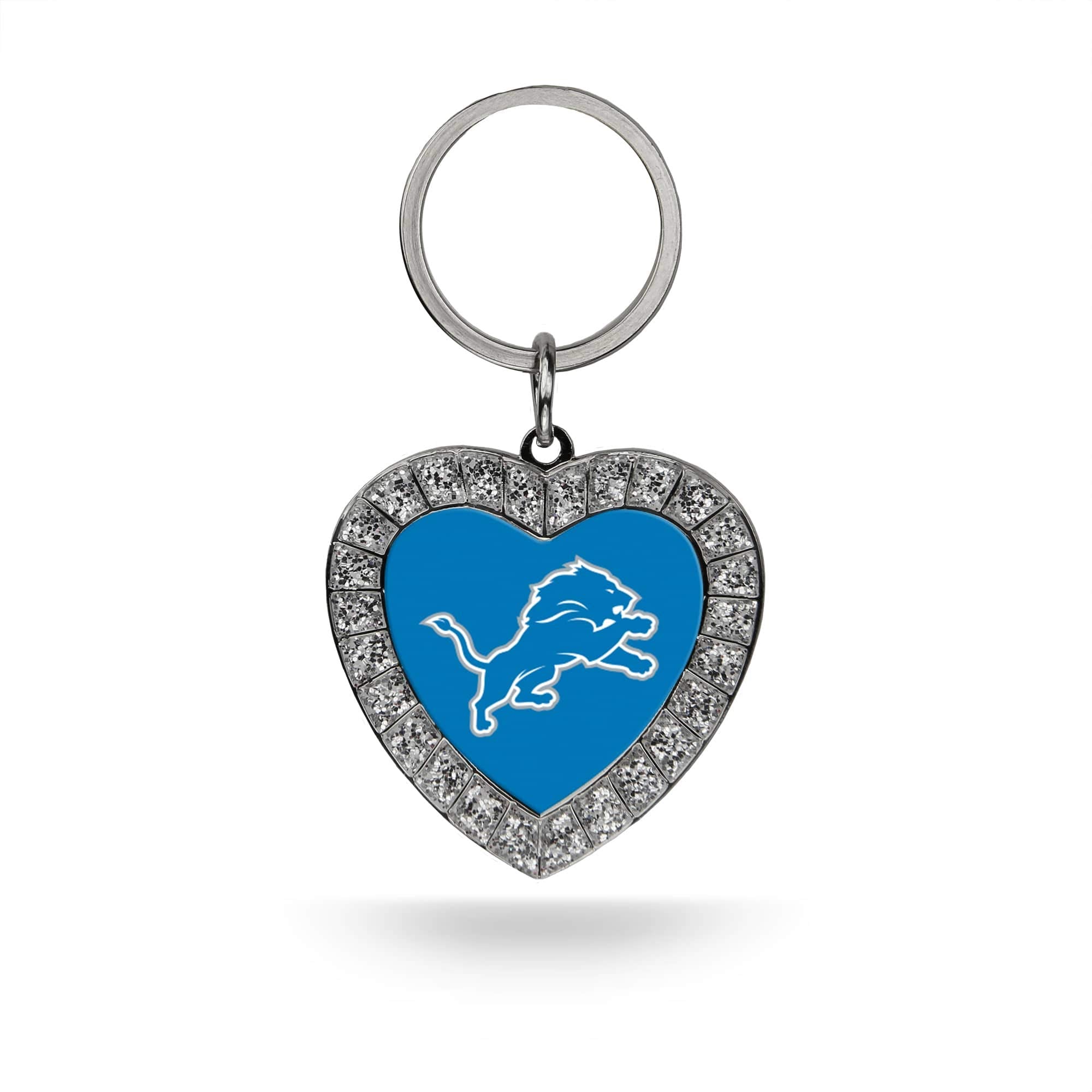 Rico Industries Nfl Detroit Lions Metal Rhinestone Heart Keychain 1.38 X 3-'', Main
