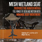 Alps Outdoorz Mesh Wetland Seat - Lightweight Hunting Chair With 360 Swivel, Aluminum Tubing, Adjustable Height, And Removable S