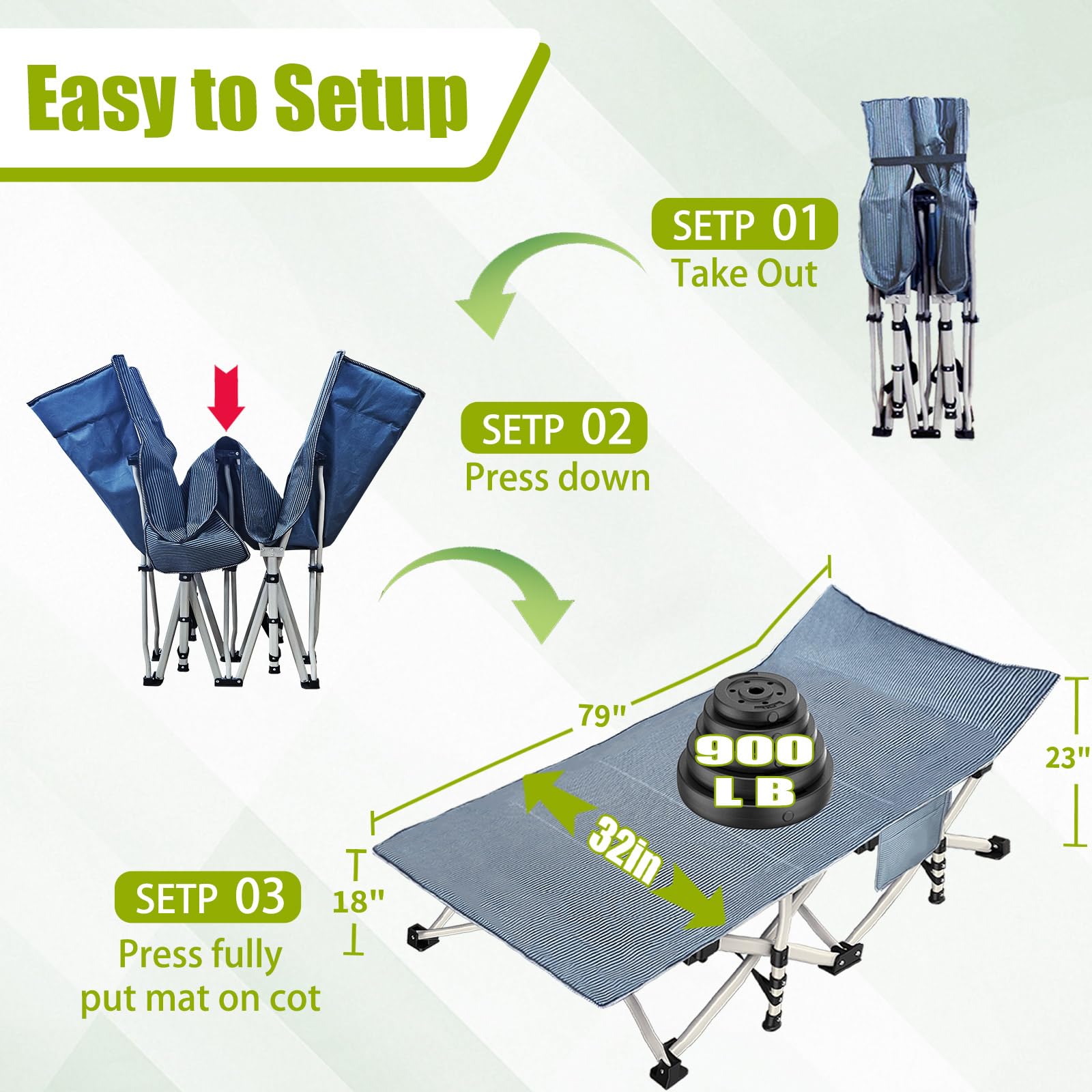 Oversize Camping Cot 2 Pack Extra Large Camping Bed For Adults Cot For Sleeping With Mattress Heavy Duty Portable Folding Cot Wi