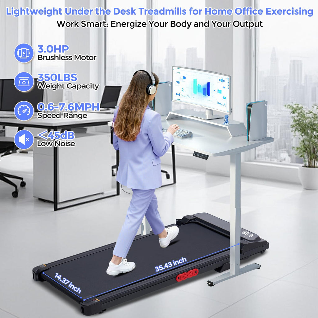 Electric Treadmills for Home with Incline, Walking Pad Treadmill with Handle Bar, 0.6-7.6MPH Portable Small Treadmills with Hand