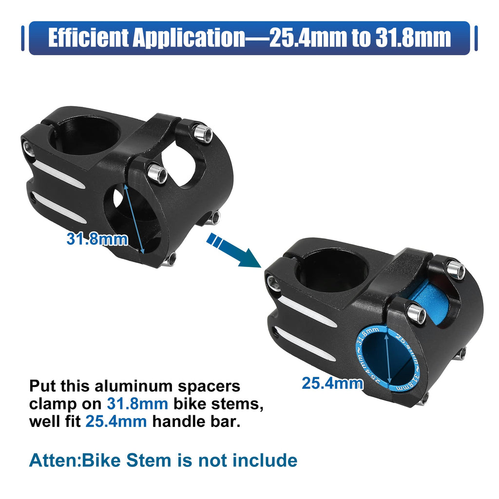 X Autohaux 2 Pair Bike Handlebar Shim 25.4 To 31.8Mm Shim Bicycle Handlebar Stem Shim Adapter Size Reducer Sleeve Spacers Clamp