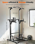 Sportsroyals Power Tower Dip Station Pull Up Bar For Home Gym Strength Training Workout Equipment, 400Lbs