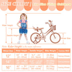 Glaf Kids Bike For Girls Boys Ages 3-9 Years, 12 14 16 Inch Girls Bike With Doll Bike Seat, Kids Bicycle With Training Wheels An