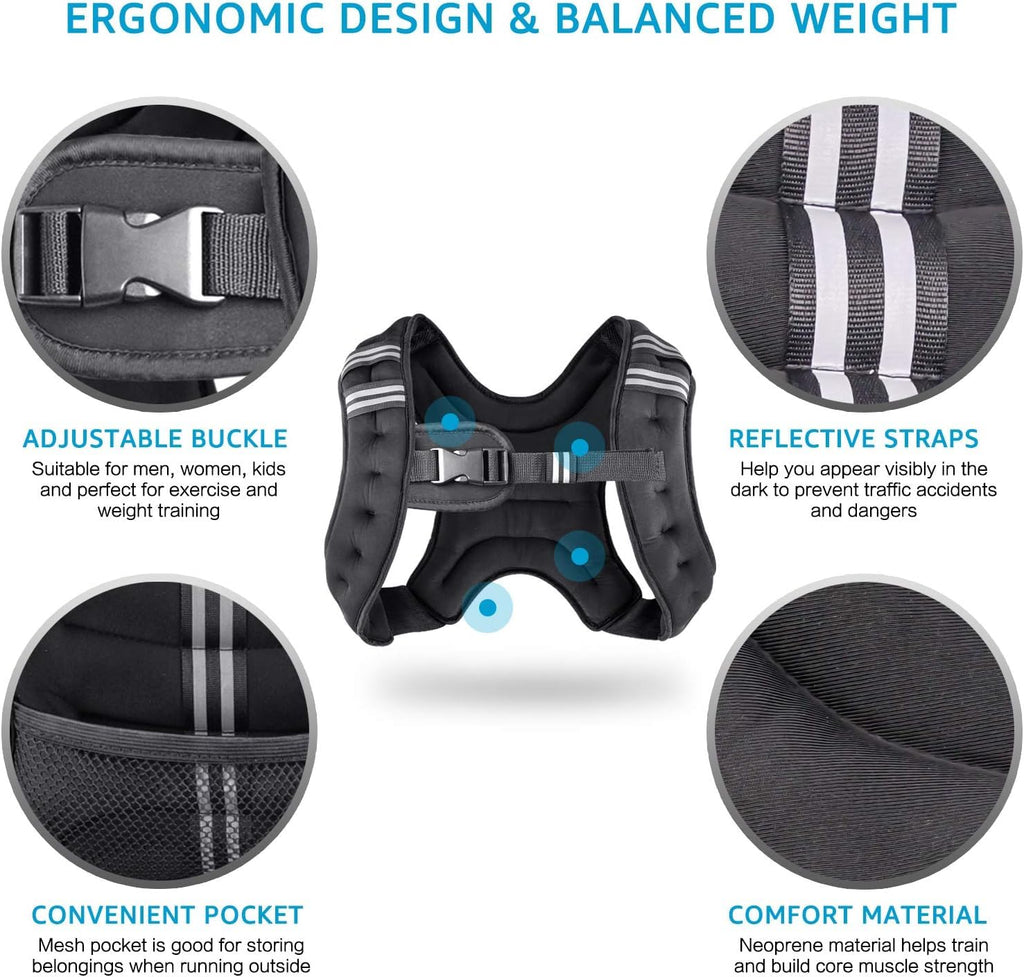 Henkelion Weighted Vest Weight Vest For Men Women Kids Weights Included Body Weight Vests Adjustable For Running Training Workou