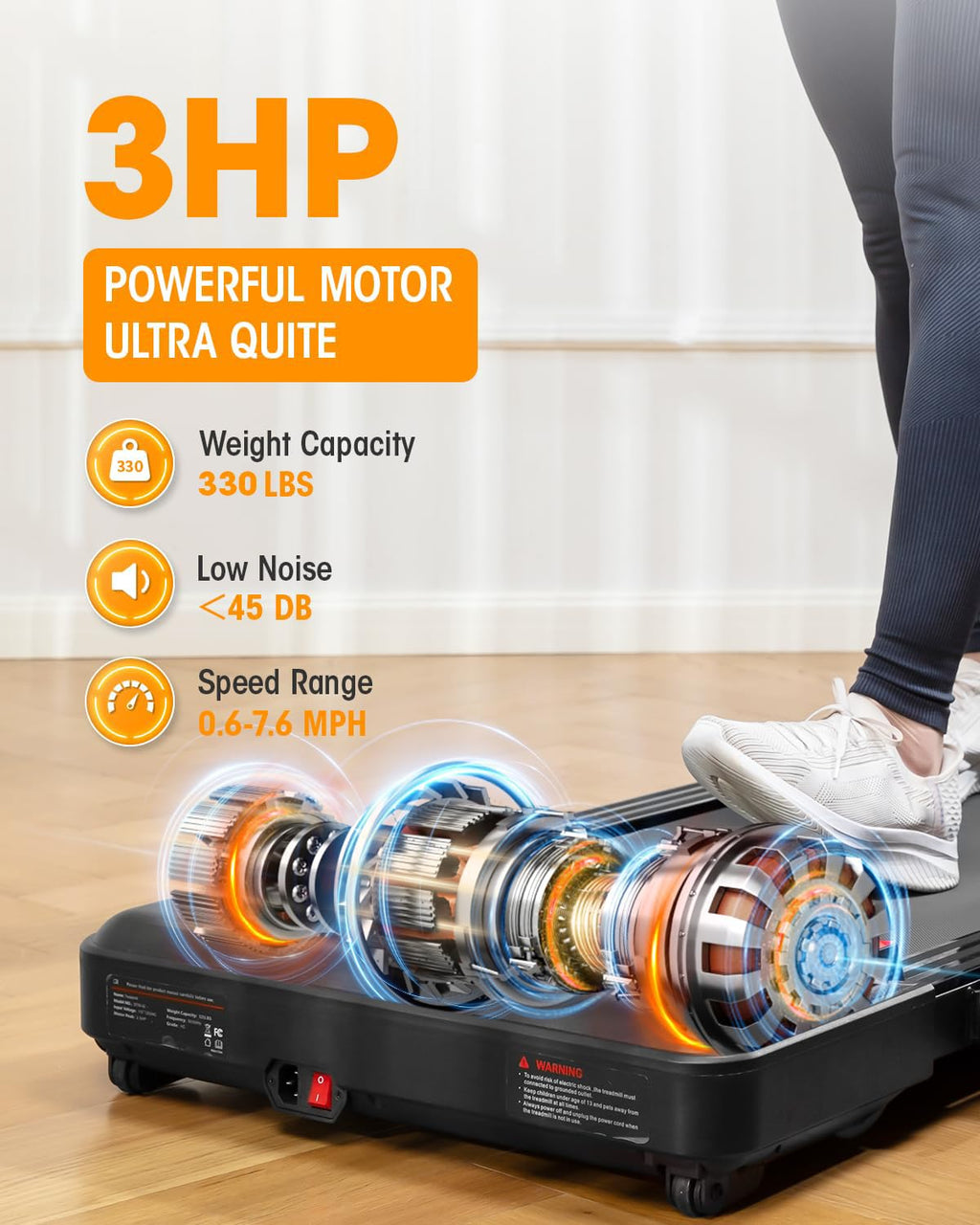 Large Walking Pad With Handle Bar, 17 Widened Running Belt, 15% Incline Treadmill, 4Mph/7.6Mph, 3.0 Hp Treadmill With 380Lbs Cap