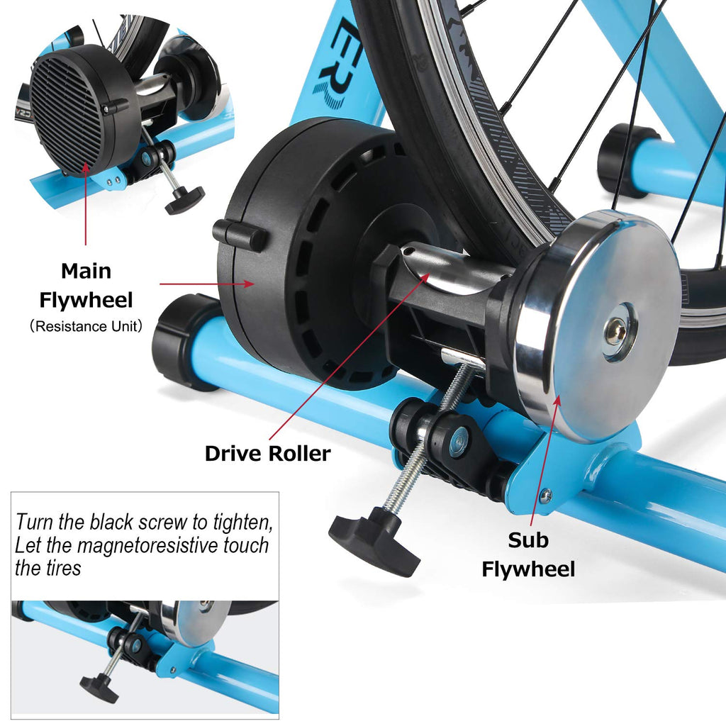 Bike Trainer, Magnetic Bicycle Stationary Stand For Indoor Exercise Riding, 26-29'' & 700C Wheels, Quick Release Skewer & Front