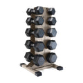 CAP 200 lb Dumbbell Set with Rack, Rubber Coated Hex Free Weight Set, Compact Vertical Storage, for Strength Training & Home Gym