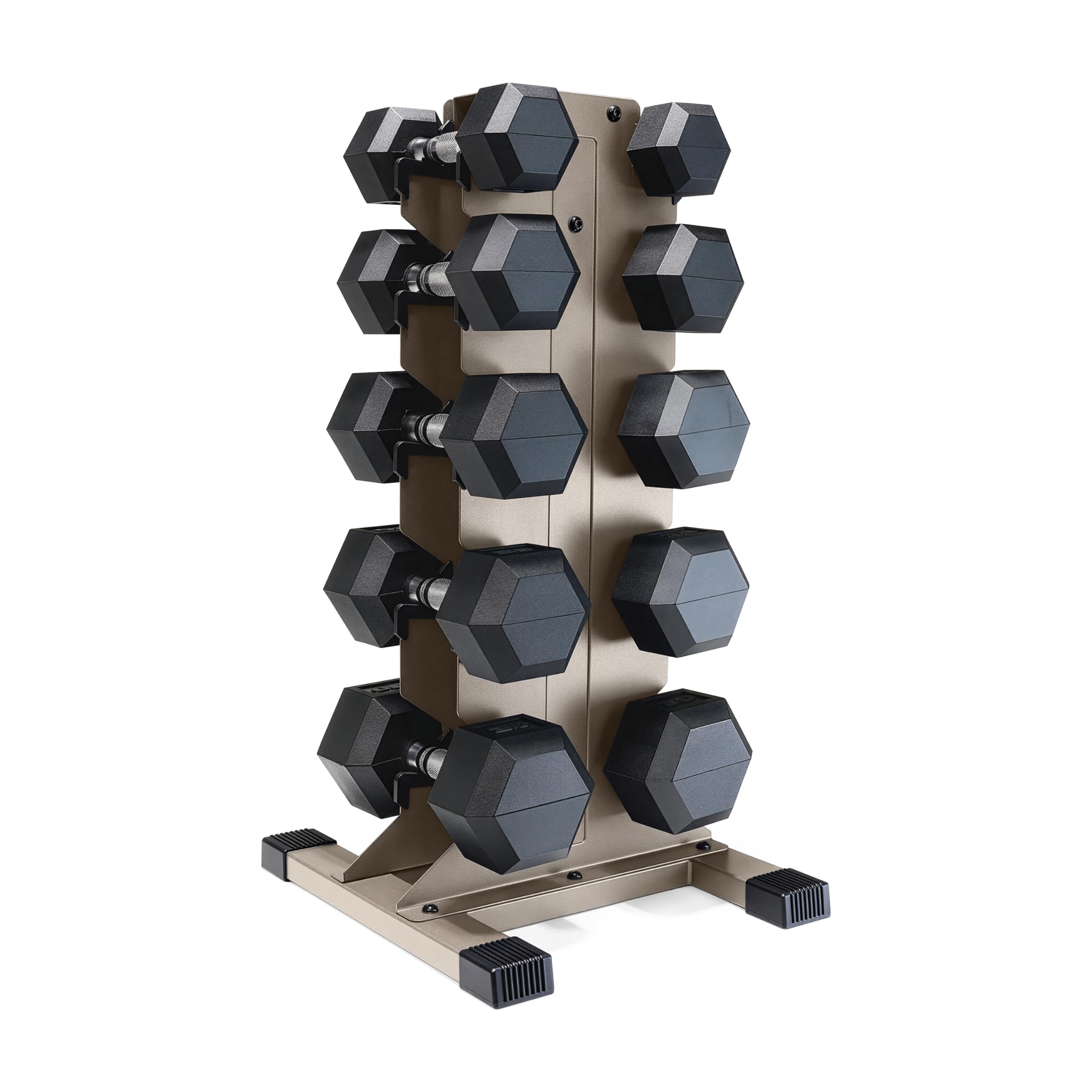 CAP 200 lb Dumbbell Set with Rack, Rubber Coated Hex Free Weight Set, Compact Vertical Storage, for Strength Training & Home Gym
