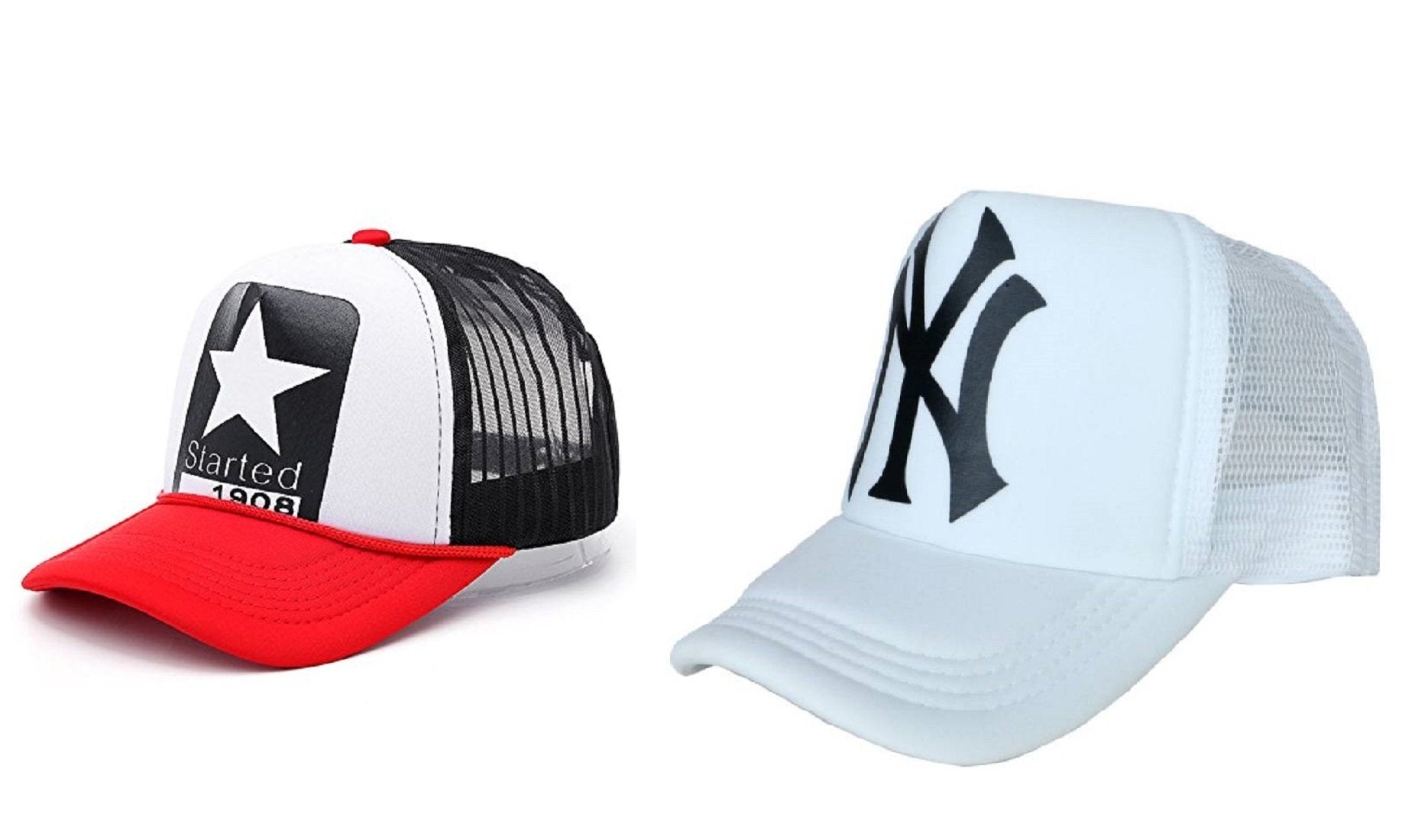 Michelangelo White Ny Half Net Baseball Cap And 1908 Red Half Net Unisex Cap Combo
