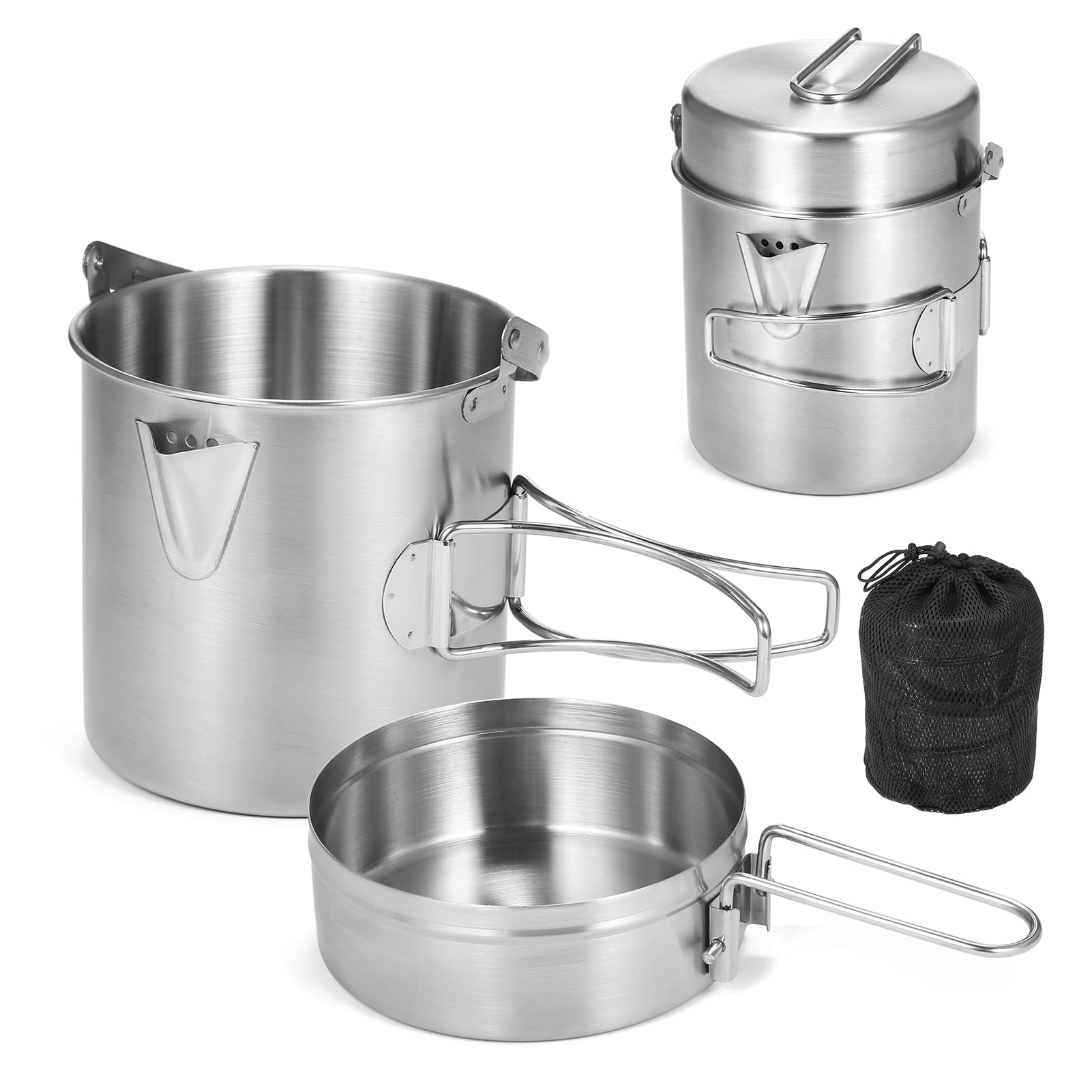 Lixada Camping Pot Stainless Steel Lightweight Kettle Bottle Cup Or Pot With Foldable Handle And Dual Use Cover For Camping Hiki