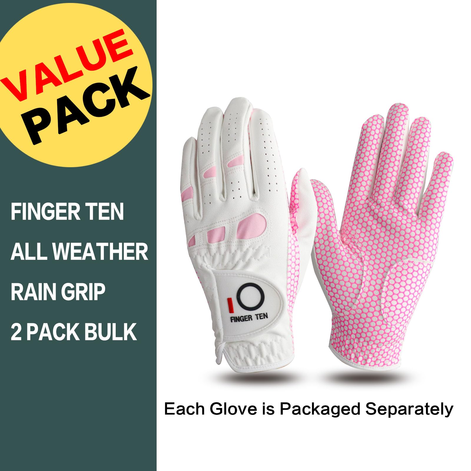 Amy Sport Womens Golf Glove Pair Both Hands Golf Gloves Women Right Handed Golfer Left Hand Ladies Rain Grip All Weather Pink Si