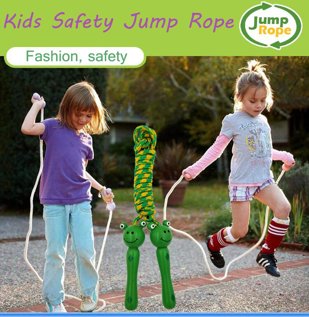 Sackorange 4 Pack Jump Rope With Wood Handles For Kids - Skipping Rope Great For Children And Students Outdoor Fun Activity, Par