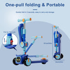 Unbreakable & Never Fall Down 2-in-1 Scooters Kids 3 Wheel Kick Scooter for Boys Girls Ages 3-14, Adjustable Height & Removable