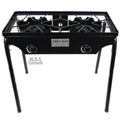 M.D.S Cuisine Cookwares Double Two Burner Stove Heavy Duty Outdoor Stand Portable Bbq Grill Camping