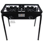 M.D.S Cuisine Cookwares Double Two Burner Stove Heavy Duty Outdoor Stand Portable Bbq Grill Camping