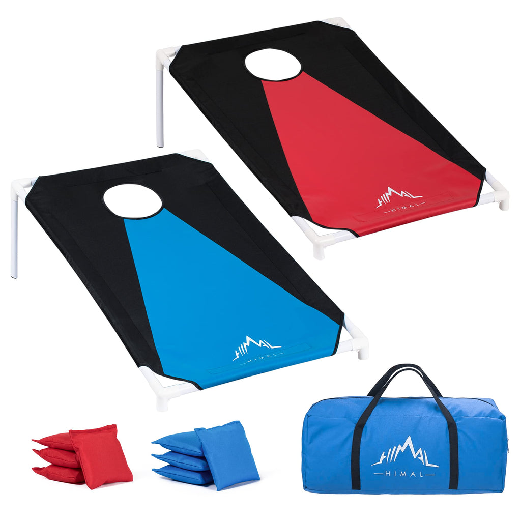 Himal Portable Pvc Framed Cornhole Game Set With 8 Bean Bags And Carrying Bag (Blue-Red,3 X 2-Feet)