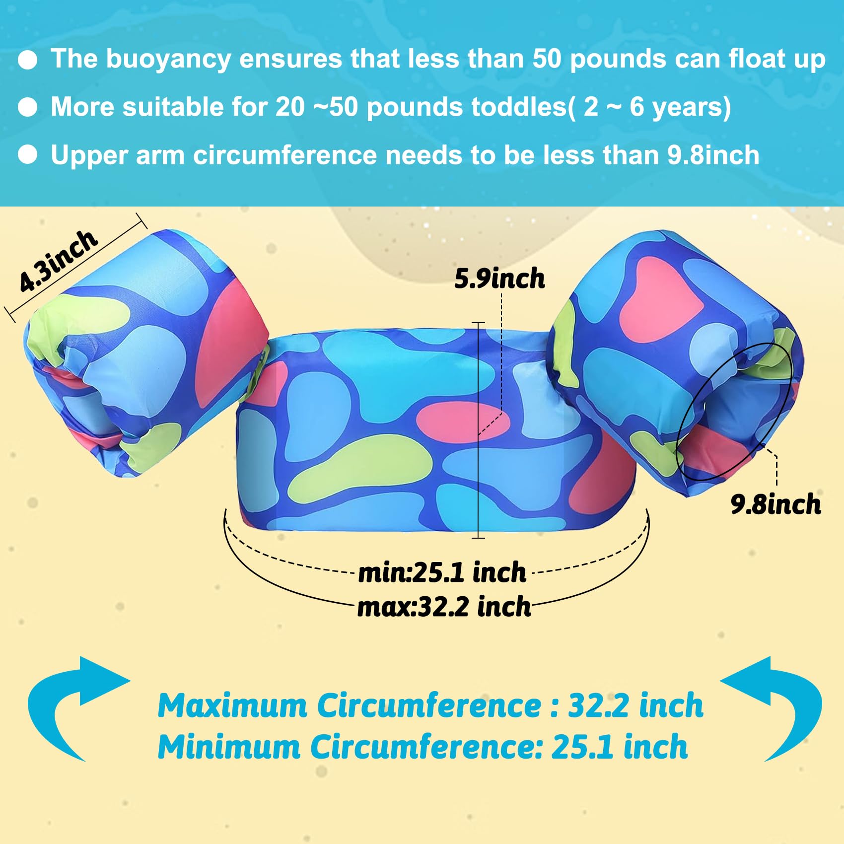 Double Couple Toddler Swim Vest With Sleeves Cartoon Adjustable Strap Swimming Jacket Pool Floaties For Kids 20-50 Pounds Boys A