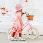Petimini 18 Inch Little Kids Bike for Age 5 6 7 8 Years Old Girls Retro Vintage Style Bicycles with Basket Training Wheels and B