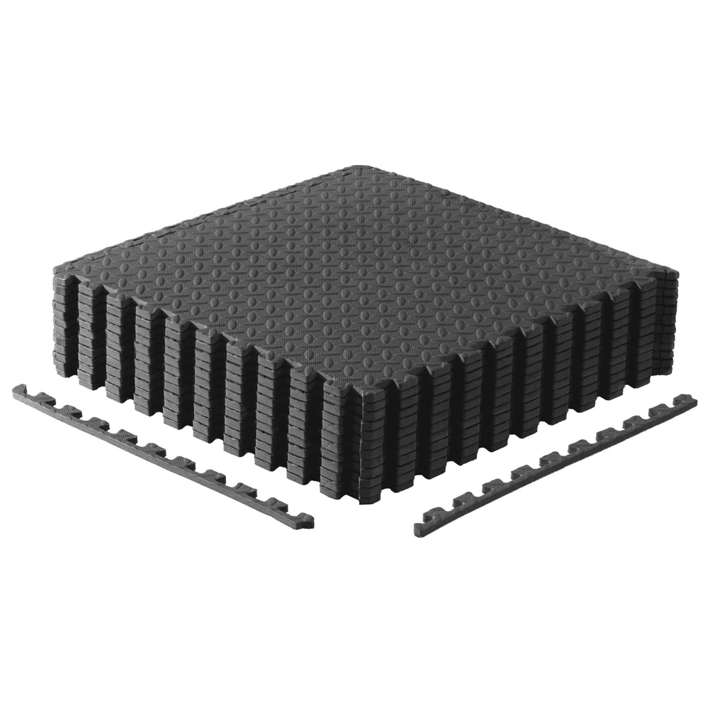 Cap Barbell 1/2-Inch Interlocking Eva Foam Exercise Puzzle Mats - 2 Pack | 24'' X 24'' X 1/2'' | Diamond Pattern - Black