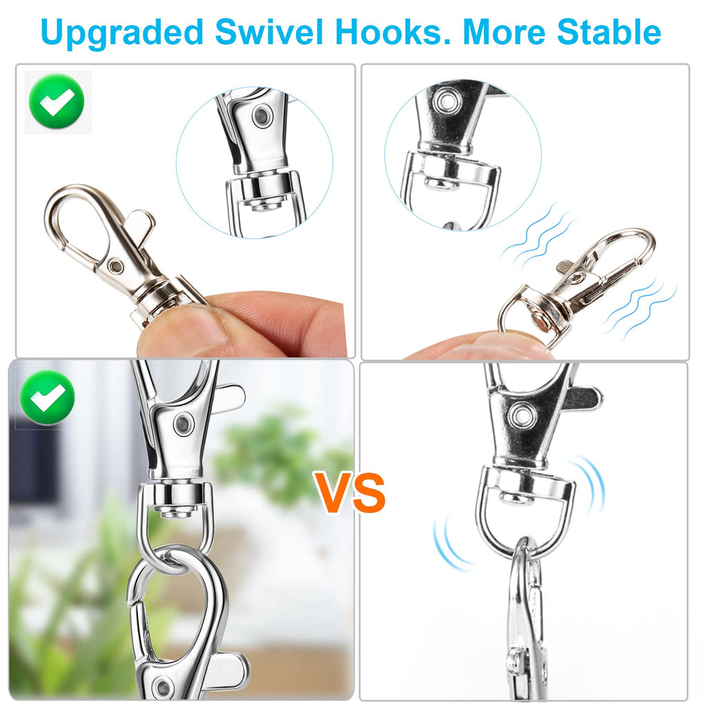 Yhyz Keychain Key Chain Rings Clips Swivel Bulk (10 Sets, Sliver), Swivel Lanyard Snap Hooks With Rings, Small Lobster Claw Clas