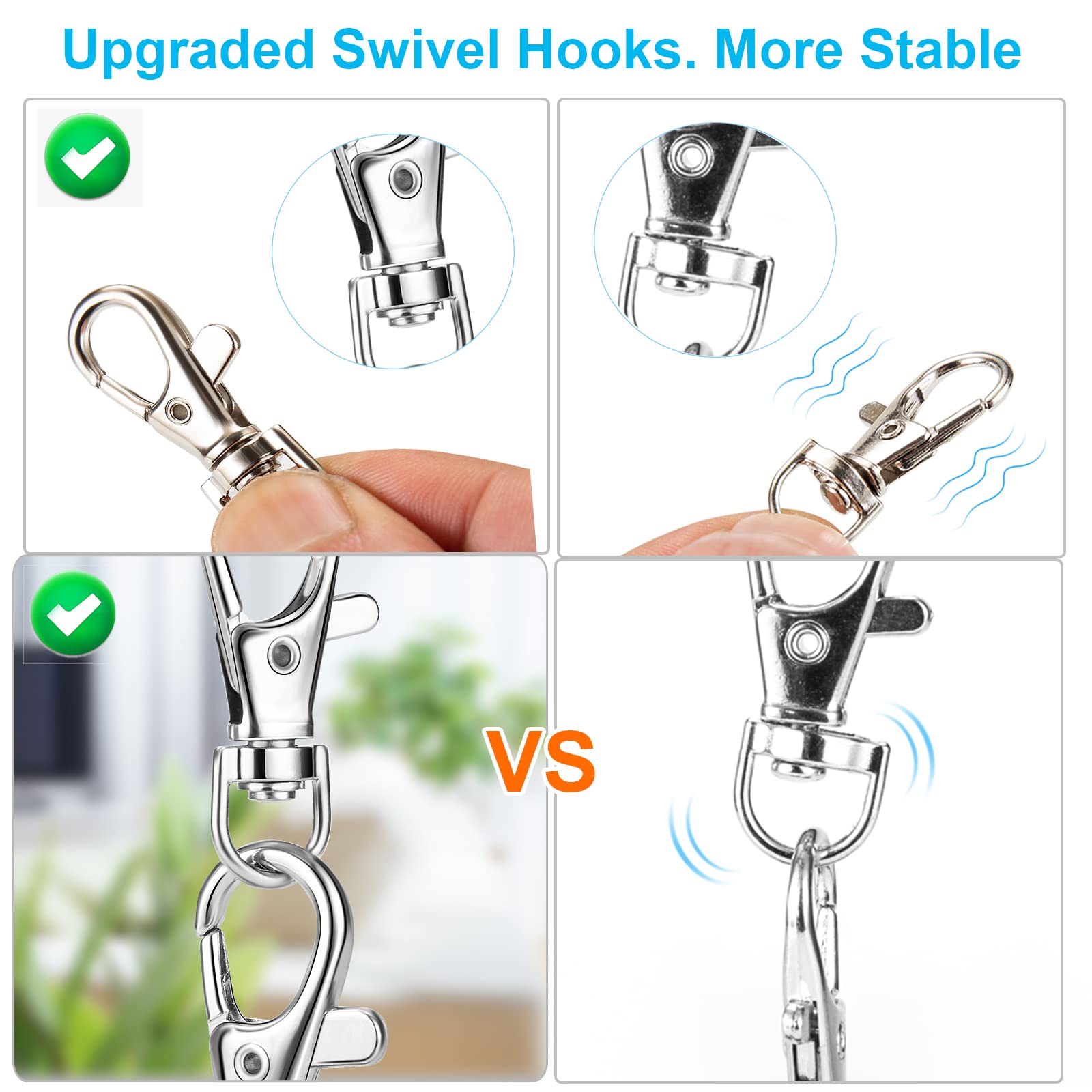 Yhyz Keychain Key Chain Rings Clips Swivel Bulk (10 Sets, Sliver), Swivel Lanyard Snap Hooks With Rings, Small Lobster Claw Clas