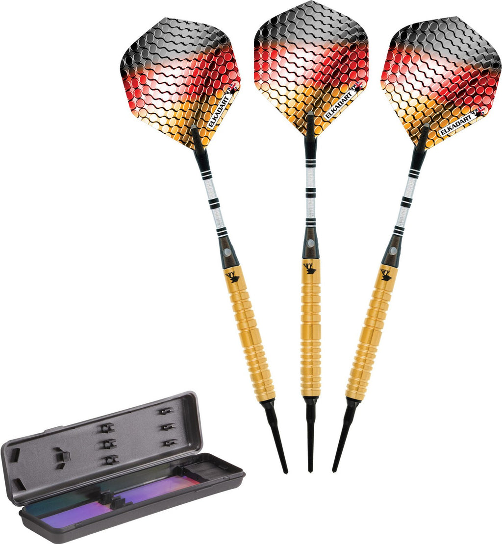 Elkadart Titanium 90% Tungsten Soft Tip Darts With Storage/Travel Case, Gold, 18 Grams,One Size