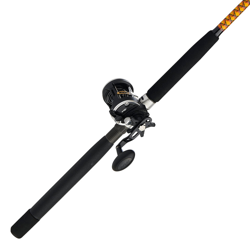 Ugly Stik Bigwater Casting Fishing Rod & Penn Rival Level Wind Conventional Reel Combo, Black/Red/Yellow