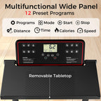Portable Treadmills For Home, Compact Treadmill With Handles, 3.0Hp Walking Pad Treadmill With Removable Desk Workstation, Runni