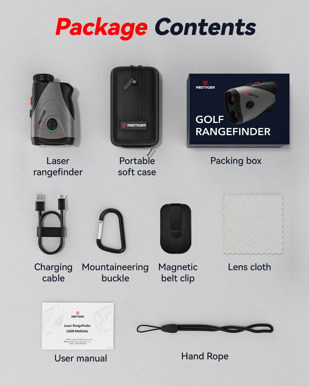 Redtiger Golf/Hunting Rangefinder, 7X Magnification 1200 Yards Laser Range Finder With Slope, Built-In Magnetic Bracket, Flag Po