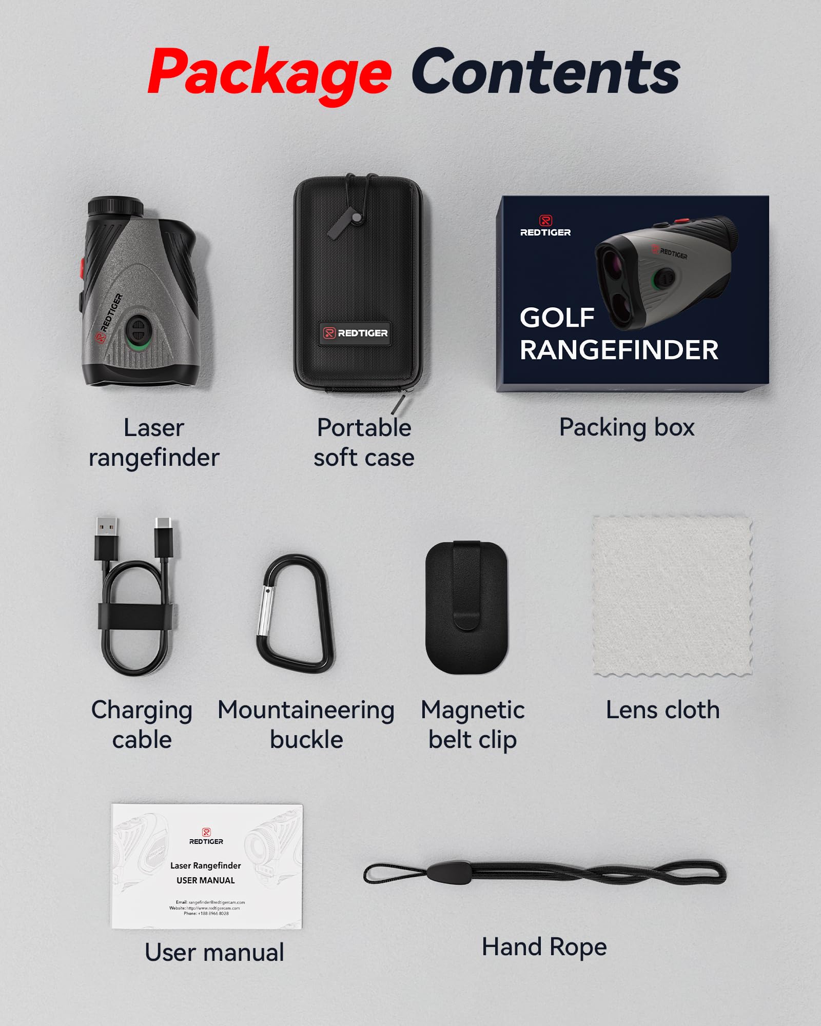 Redtiger Golf/Hunting Rangefinder, 7X Magnification 1200 Yards Laser Range Finder With Slope, Built-In Magnetic Bracket, Flag Po