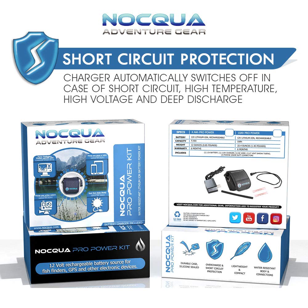 Nocqua 4.4Ah Pro Power Kit For Outdoor And Water Sports Use - Rechargeable - Compatible With Gps, Depth Finders, Fish Finders, I