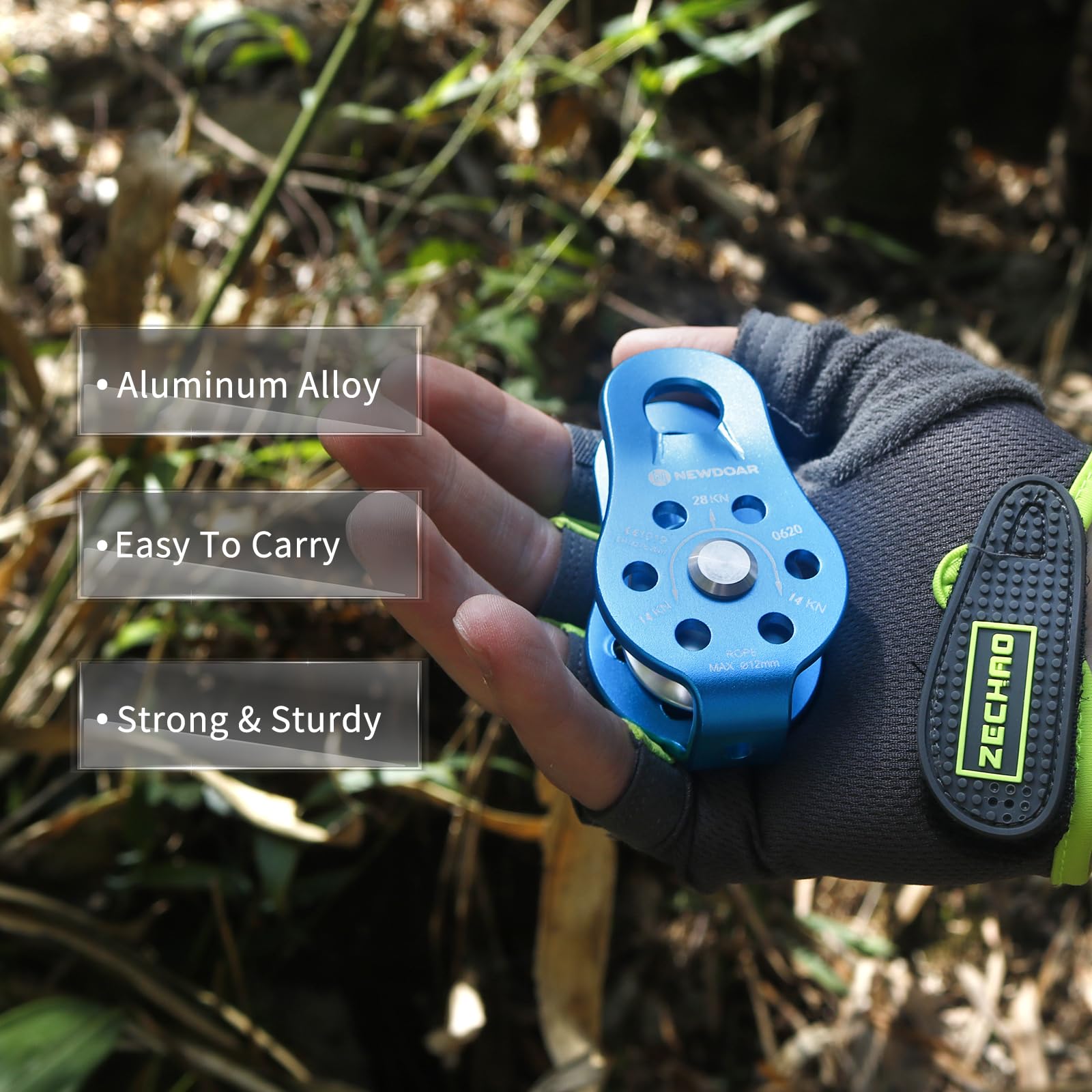 Newdoar Fixed Plate Micro Pulley,26Kn Ce Certified General Purpose Small Aluminum Rope Pulleys For Climbing/Aloft Work/Rappellin